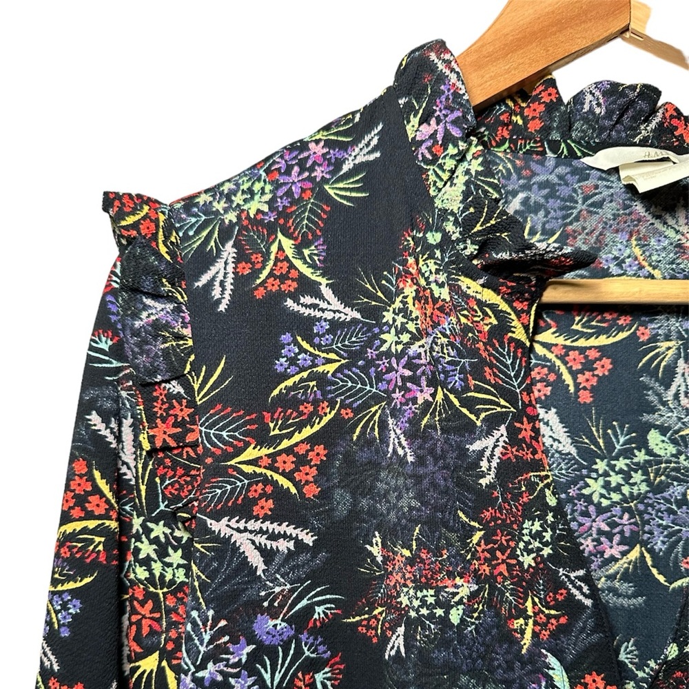 H&M | Ruffle Detail Floral Print Navy Dress with Pockets!
